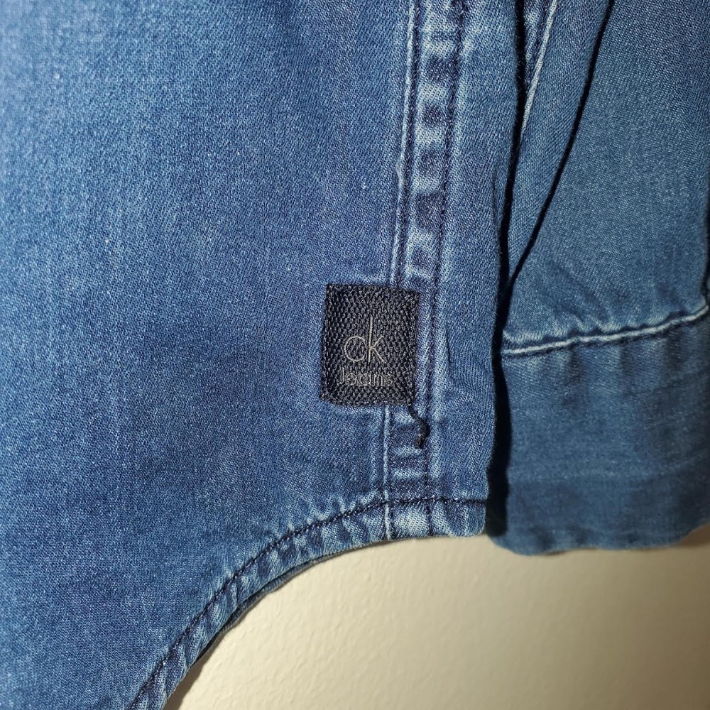 Mens Calvin Klein Jeans Dark Denim Long Sleeve Shirt - Picture 8 of 14